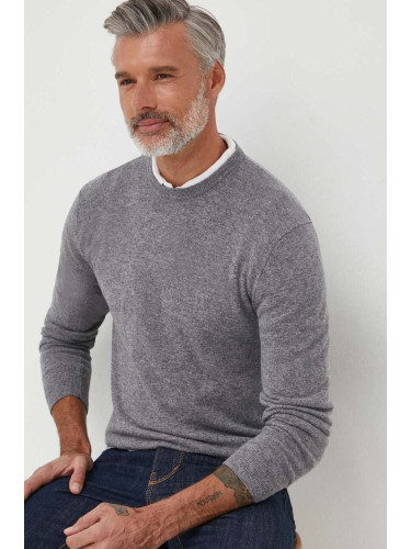 Вълнен пуловер United Colors of Benetton мъжки в сиво от лека материя