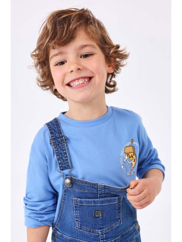 Детска блуза с дълги ръкави Mayoral в синьо с принт