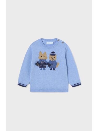 Детски пуловер с вълна Mayoral в синьо