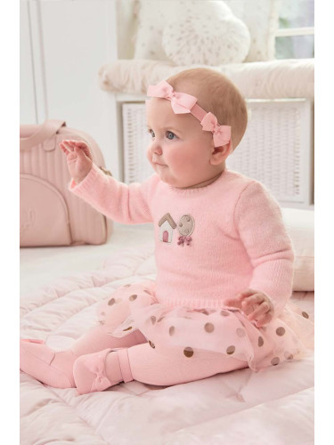 Бебешка рокля Mayoral Newborn в розово къса разкроена