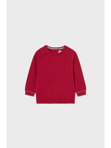 Бебешки памучен пуловер Mayoral в червено от лека материя