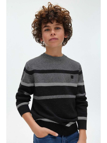 Детски пуловер с вълна Mayoral в сиво от лека материя