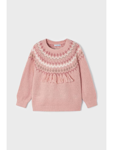 Детски пуловер Mayoral в розово от топла материя
