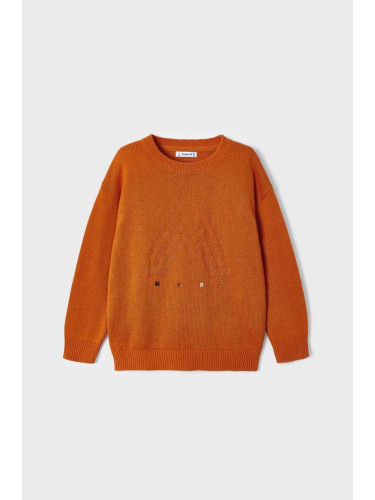 Детски пуловер с вълна Mayoral в оранжево от лека материя
