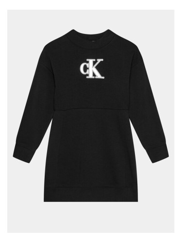 Calvin Klein Jeans Плетена рокля Metallic Monogram IG0IG02315 Черен Regular Fit
