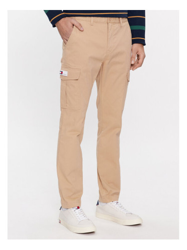 Tommy Jeans Текстилни панталони Austin DM0DM18341 Бежов Slim Fit