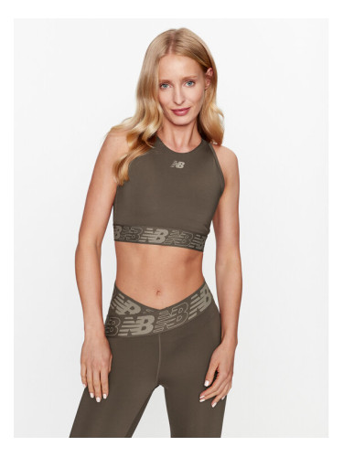 New Balance Спортен сутиен Relentless Crop Bra WB31175 Кафяв Regular Fit