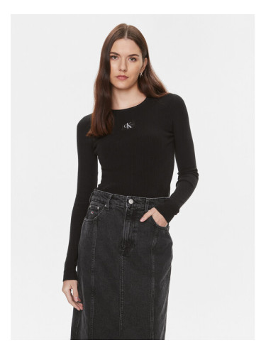 Calvin Klein Jeans Пуловер Variegated J20J223233 Черен Slim Fit