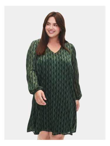 Zizzi Ежедневна рокля M02356B Зелен Regular Fit