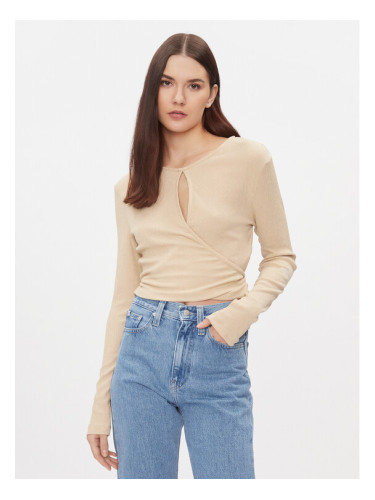 Calvin Klein Jeans Блуза J20J222559 Бежов Slim Fit