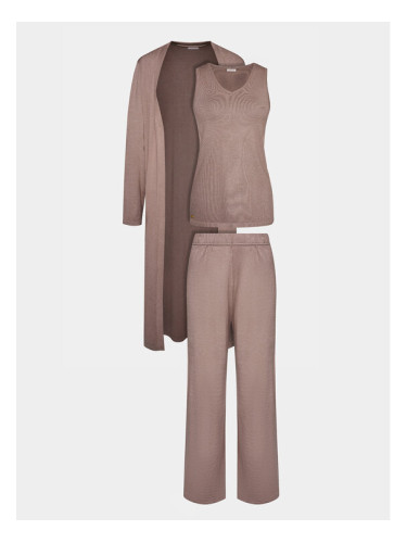 Selmark Комплект пуловер и платнени панталони Tricot P7777 Кафяв Regular Fit