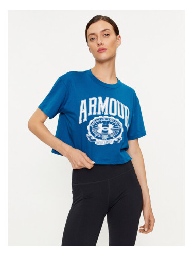 Under Armour Тишърт Ua Collegiate Crest Crop Ss 1379402 Син Loose Fit