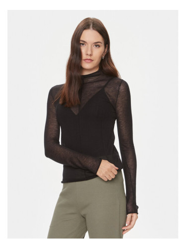 Calvin Klein Jeans Блуза Sheer J20J222925 Черен Regular Fit