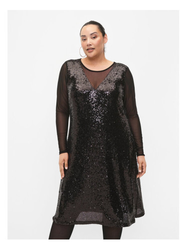 Zizzi Коктейлна рокля M59194B Черен Regular Fit