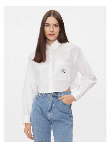 Calvin Klein Jeans Риза J20J222614 Бял Cropped Fit