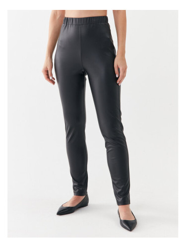 Max Mara Leisure Панталони от имитация на кожа Zefir 23378601 Черен Slim Fit