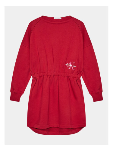 Calvin Klein Jeans Плетена рокля Monogram IG0IG02316 Червен Relaxed Fit