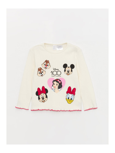 LC Waikiki Crew Neck Long Sleeve Disney Printed Baby Girl T-Shirt