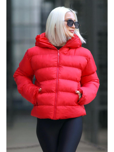 Madmext Women's Red Hooded Puffer Coat
