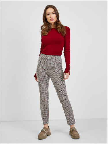 Beige ladies plaid trousers ORSAY - Ladies