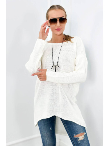 Sweater with necklace Grayish white