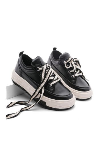 Marjin Women's Sneakers Thick Sole Sports Shoes Rova Black