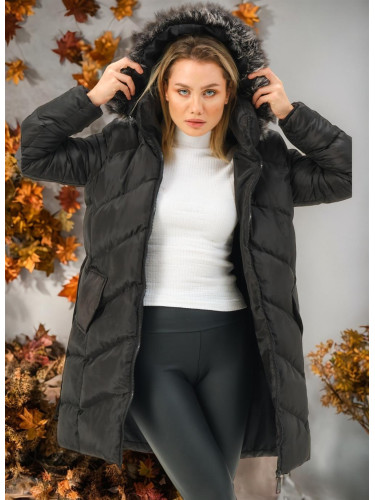 Z6768 DEWBERRY LADIES' COAT-PLAIN BLACK