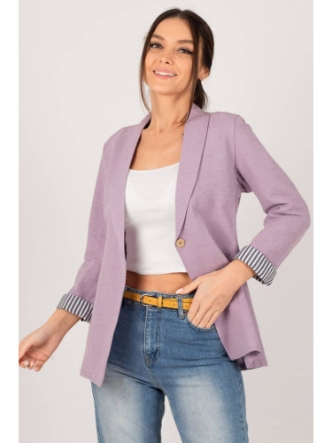 armonika Women's Lilac Striped One-Button Jacket