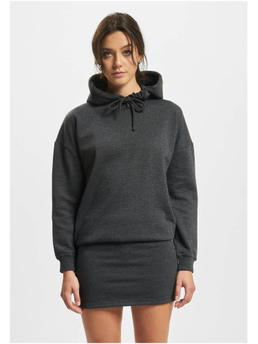 Women's Cropped Hoody Sweatshirt Dress - Grey
