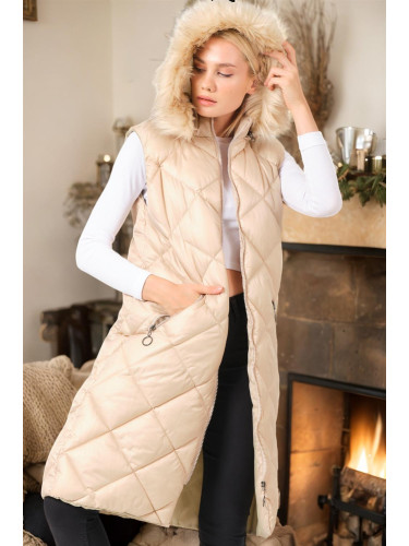 Z6717 DEWBERRY WOMEN'S VEST-CREAM-2