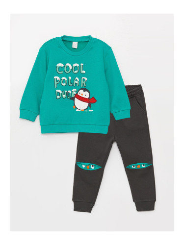 LC Waikiki Baby Boy Printed Crew Neck Sweatshirt and Sweatpants