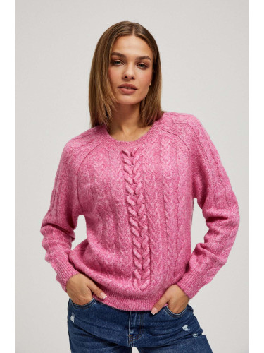 Marisse Fuchsia Sweater With Decorative Weave