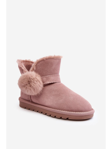 Women's suede snow boots with cutouts, pink Eraclio