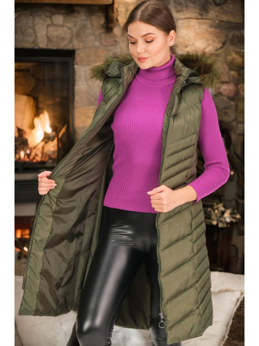 Z6725 DEWBERRY LADIES' VEST-PLAIN KHAKI