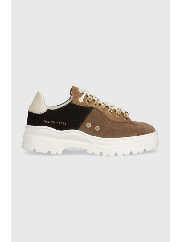 Велурени маратонки Filling Pieces Court Serrated Topaz в кафяво 71633831933