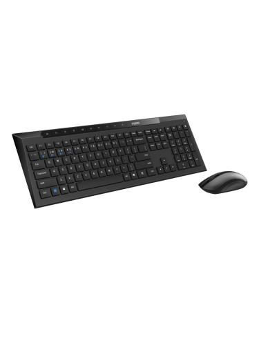 Комплект клавиатура и мишка Rapoo 8210M, безжични, оптична (1600 dpi), USB, черни