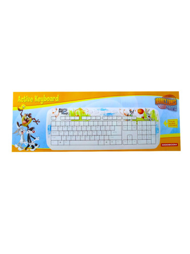 Клавиатура Active Keyboard Looney Tunes 5003, USB, мултимедийни бутони, бяла