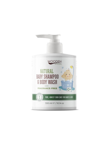 Бебешки натурален шампоан за коса и тяло (без аромат), Wooden Spoon