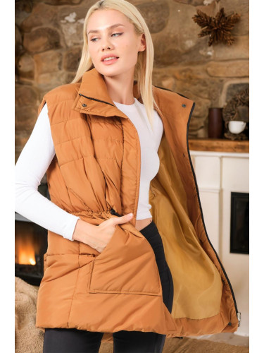 Z6747 DEWBERRY WOMEN'S VEST-PLAIN TAN