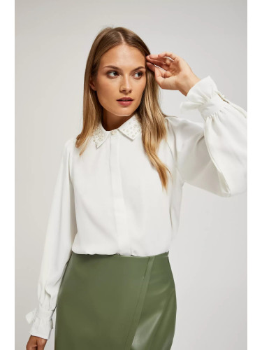 Marisse Shirt With A Decorative Pearl Collar