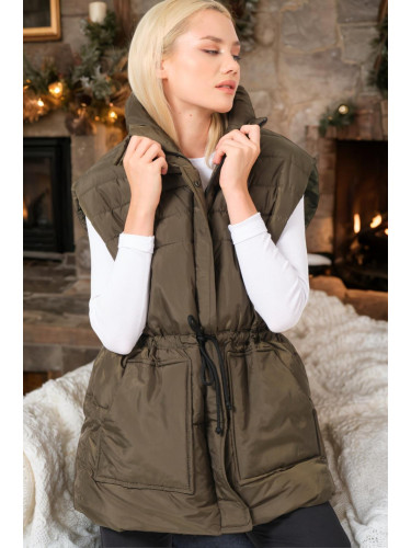 Z6747 DEWBERRY WOMEN'S VEST-PLAIN KHAKI