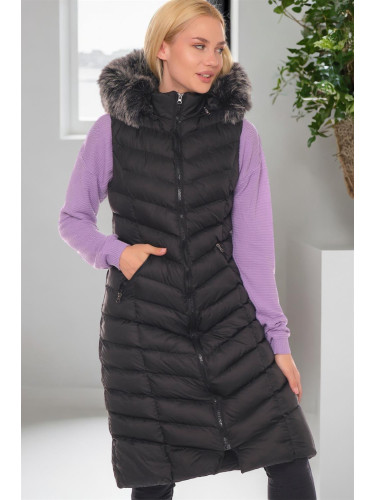 Z6684 DEWBERRY WOMEN'S VEST-LIGHT BLACK