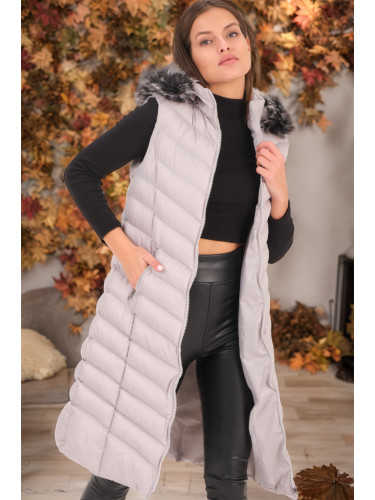 Z6684 DEWBERRY LADIES' VEST-PLAIN LIGHT GREY