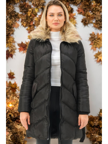 Z6767 DEWBERRY WOMEN'S COAT-PLAIN BLACK