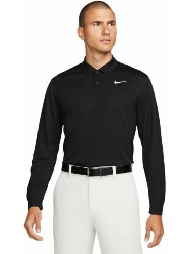 Nike Dri-Fit Victory Solid Mens Long Sleeve Black/White L Риза за поло