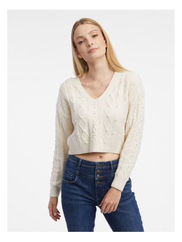 Orsay Cream Women's Cropped Sweater - Women's