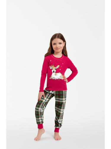 Girls' pyjamas Zonda, long sleeves, long legs - amaranth/print