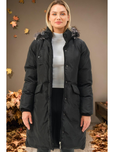 Z6774 DEWBERRY WOMEN'S COAT-PLAIN BLACK