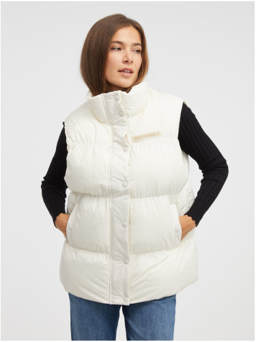 Women's Cream Quilted Converse Super Puffer Vest - Women