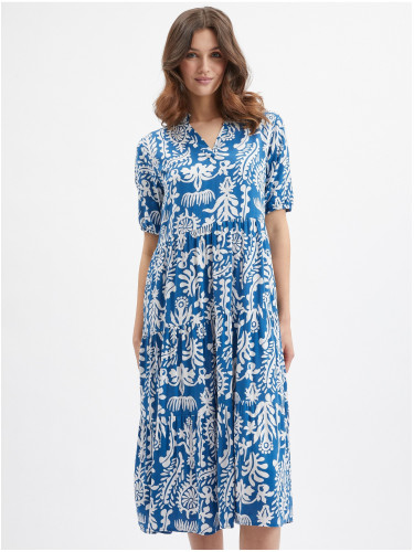 Orsay White and Blue Patterned Midi Dress - Women